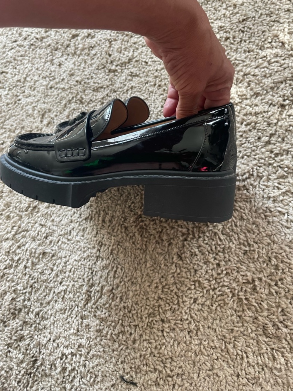 Coach Leah Patent Leather Loafer with a Chunky Lug Sole  in Sz 37/7 NWOB - Picture 4 of 11